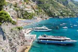 View of the tyrrhenian sea coast in positano italy