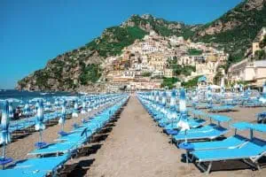 the Tyrrhenian sea coast in Positano Italy