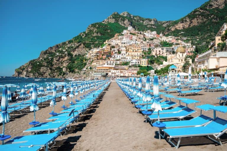 the Tyrrhenian sea coast in Positano Italy