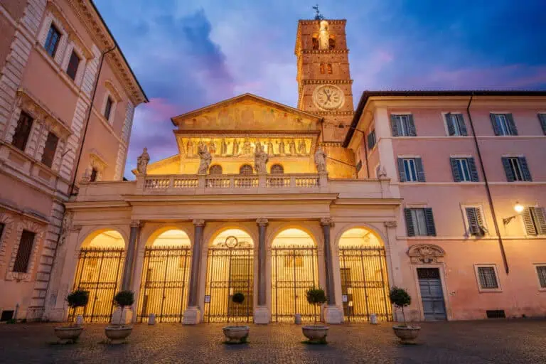 Rome italy at basilica of our lady in trastevere